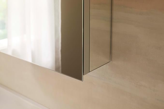 Kohler 55062-NA Embark Slim Medicine Cabinet Mirror, Adjustable Shelves with Mirrored Door, 20 in. W x 26 in. H