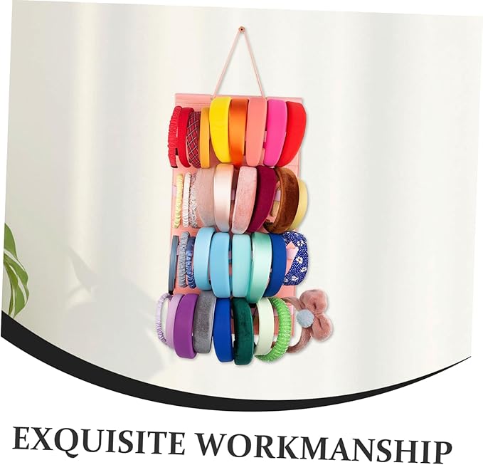 PRETYZOOM Hanging Headband Organizer Hairband Holder Wall Mount Storage Bag Slots Jewelry Display Holder