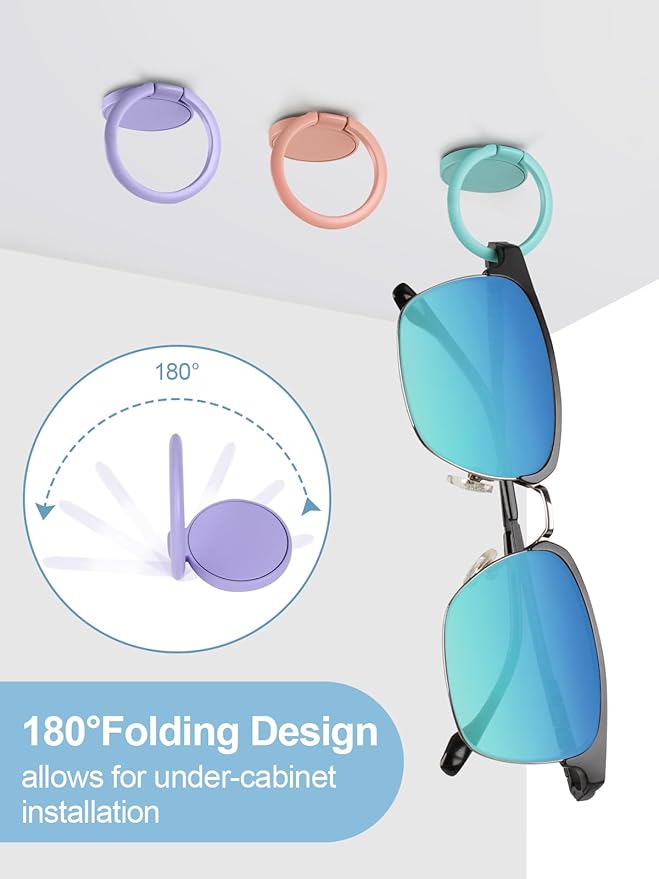 12 PCS Colorful Sunglasses Holder Wall Hanging Glasses Organizer - Space Saving Sunglasses Rack and Eye Glass Holder Stand