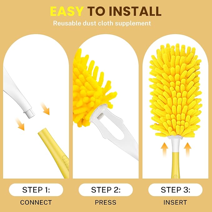 SetSail Dusters for Cleaning 4pcs Small Microfiber Duster Refills with 1 Handle Reusable Duster Refill Compatible with Swiffer Washable Duster Cleaner Kit for Furniture, Blind