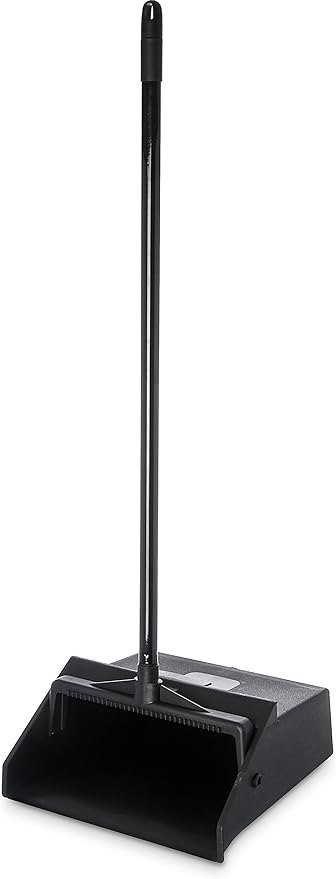 Carlisle FoodService Products Duo-Pan Upright Dust Pan with Serrated Yoke for Home, Restaurants, Kitchen, Lobby, And Office, Plastic, 30 Inches, Black