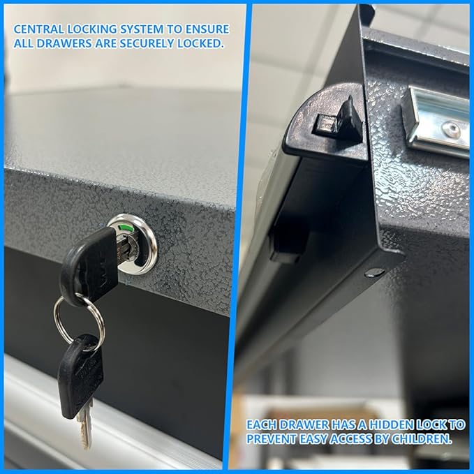 Garage Cabinets and Storage Set with Wood Workbench for Mechanics, No Drill Required