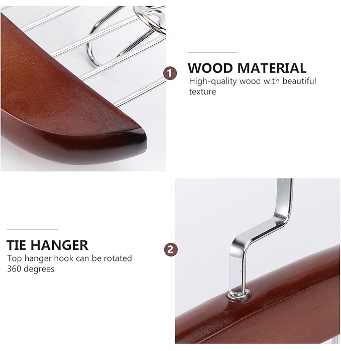 Veemoon Rotating Wooden Tie Hanger with 12 Hooks Multi-Functional Belt and Accessory Organizer Vintage Color Space-Saving Closet Storage for Ties and Belts