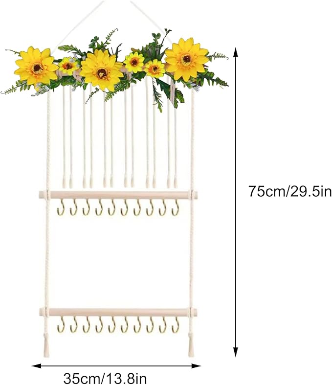 Hanging Hair Accessories Organizer, Hair Clips Storage Holder, Hair Bow Holder Organizer, Headband Holder, Hair Accessories Storage Display Wall Hanging Decor for Women Girls Room Closet Door(Yellow)