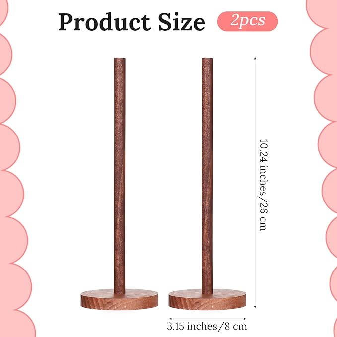 2 Pcs Scrunchie Holder Stand Hair Tie Organizer Vertical 15-20 Scrunchies Hairs Accessories Organizer Display Scrunchy Wood Hair Tie Holder Storage for Women Bathroom Bedroom Decor (Walnut wood, large)