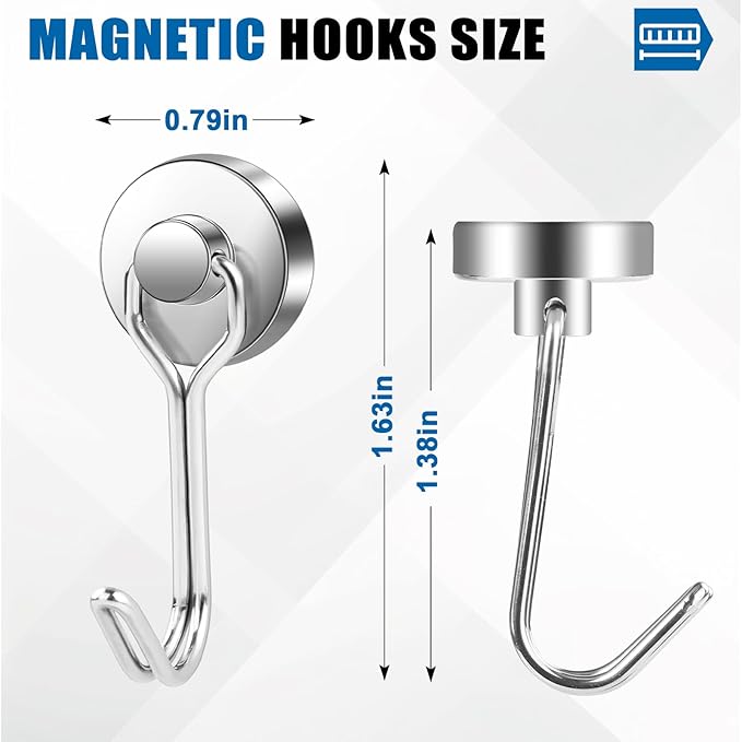 LOVIMAG Hooks, 40lbs+ Magnetic Magnet Hook 2026 Cruise Cabin Ship Essentials Heavy Duty Strong Refrigerator Fridge Hanging for Classroom Beach Vacation Kitchen Grills Home Mug Hanger (20 Pack), Silver