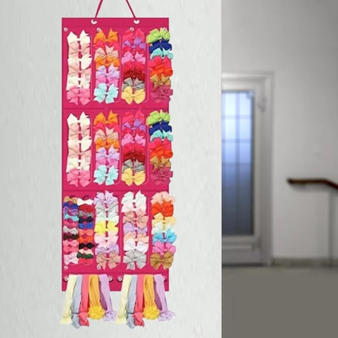 Hair Accessory Organizer Storage Wall Mount Wall Hanging Decor Hair Claw Clip Holder for Closet Door Room Barrettes Headwear