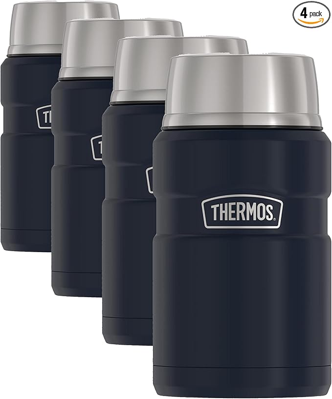 THERMOS Stainless King Vacuum-Insulated Food Jar, 24 Ounce, Midnight Blue (Pack of 4)