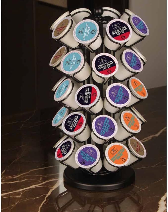 K Cup Holders,K Cup Holder, K Cups Holder,K Cup Carousel, Coffee Pods Holder Storage Organizer Stand,No Assembly Required,Black (Deluxe Version,40 Pods Capacity)