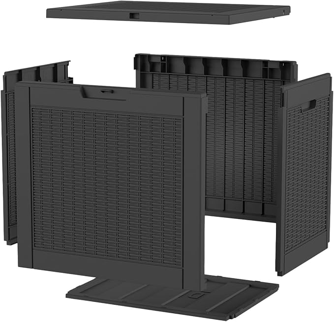 32 Gallon Outdoor Storage Box, Large Resin Deck Box for Patio Cushions, Garden Tools, Pool Accessories, Waterproof and Lockable Design, Storage Bench for Backyard & Deck(Black)