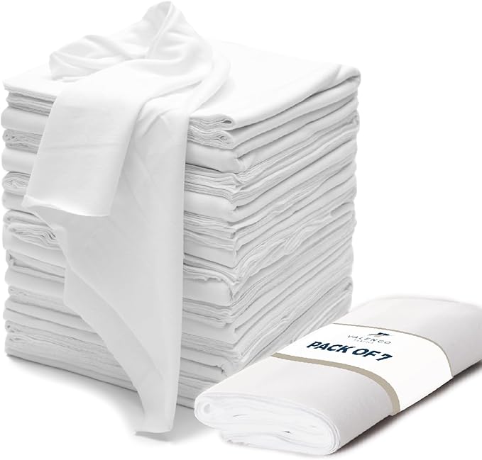 VALENGO New Lint Free Rags – 100% Cotton Cloth, Soft T-Shirt Rags, Lint Free Cloth for Staining Wood, Cast Iron, Dusting, Polishing, Painting and Cleaning – Reusable & Absorbent – 17”x17” (Pack of 7)