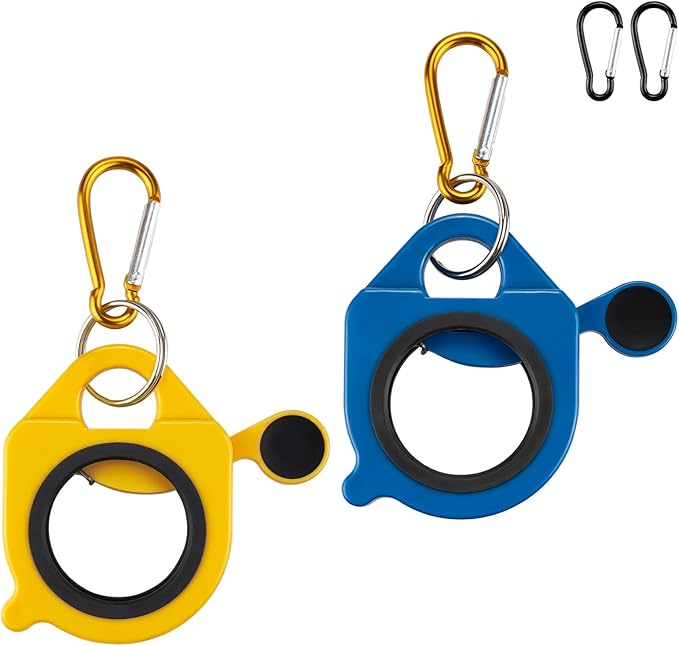 Zip Tie Holder, 2 Pack Yellow & Blue Reusable Cable Tie Holder, No.5 Carabiner, ABS Plastic, Outdoor Use, Heavy Duty Ziptie Organizer Clip for Electrician Tool Belt Wrap Storage Container