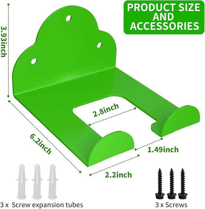 Garage Organizer Trimmer Rack, 6.2" Hook Garden Power Tool Hanger for Grass Trimmer, Hedge Trimmer, Leaf Blower, Garage Organizer Tool Holder for Garage Storage Shed Organization, Green