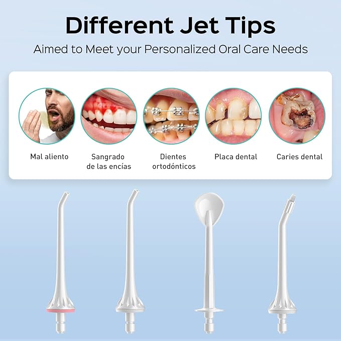COSLUS Water Dental Flosser Pick for Teeth C30(FC5360): 4 Modes Cordless Portable 300ML Larger Tank Water Teeth Cleaner IPX7 Waterproof Flossing Cleaning Picks for Home Travel White
