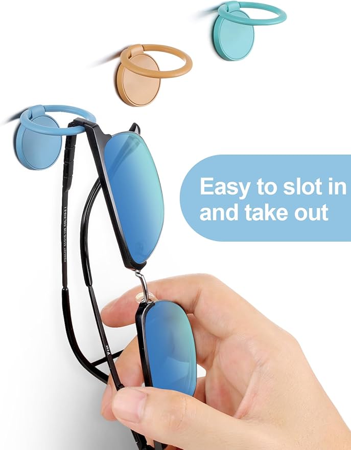 12 PCS Colorful Sunglasses Holder Wall Hanging Glasses Organizer - Space Saving Sunglasses Rack and Eye Glass Holder Stand