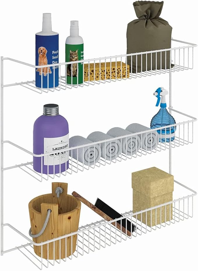 ClosetMaid 3-Tier Hanging Wall Mounted Metal Rack for Spices, Shelf Storage, Pantry Organization, Laundry, Kitchen, Bathroom, White, 8022