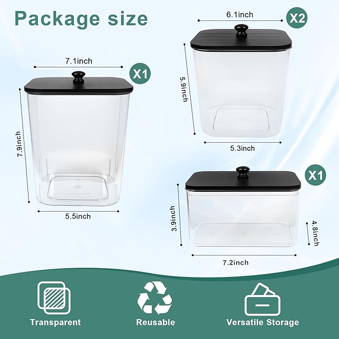 4 Pack Laundry Pod Containers and Dryer Sheet Holder Acrylic Jars with Bamboo Lids and Labels Laundry Room Organization Containers for Scent Booster Powder Detergent Pods Storage