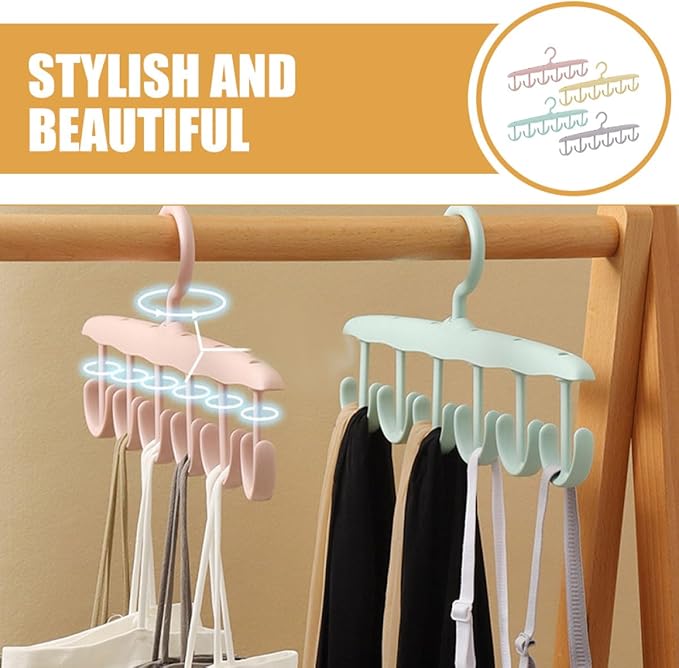 VICASKY 4pcs Rotatable Belt and Tie Hanger Rack with 12 Multi-Function Hooks for Closet Organization, Space-Saving Clothing Accessory Organizer for Belts, Scarves, and Hats