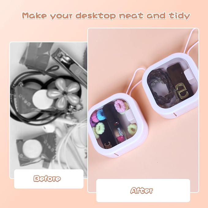 Hair Tie Organizer, Small Portable Hair Accessories Storage Can Be Stackable Or Hung On The Wall, Small Items Holder Hair Tie Organizer for Jewelry Hair Stuff Hair Clip Hair Tie Cotton Swab Desktop