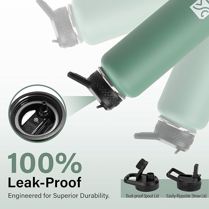 Insulated Water Bottle | Thickened Stainless Steel Vacuum Metal | Portable Sports Water Jug for Gym and Hiking with Straw, Carrier Bag, Handle Strap | BPA-Free 40 oz