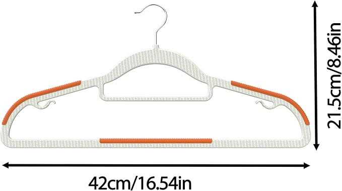 40 Pack Heavy Duty Plastic Hangers, Non Slip Clothes Hangers with Rubber Pads and 360° Hook - Thin Space Saving Hanger, Closet Organizer for Shirt, Pants, Suit, Skirt, Coat - Orange