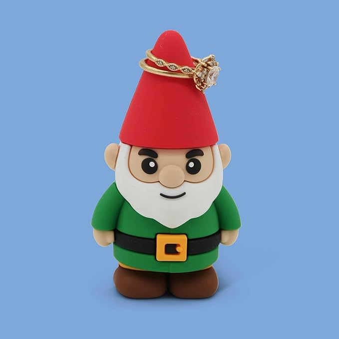Figurine Ring Holder – Cute and Decorative Jewelry Organizer for Rings, Earrings & Small Accessories – Perfect for Vanity, Dresser, or Bathroom Countertop– Gnome