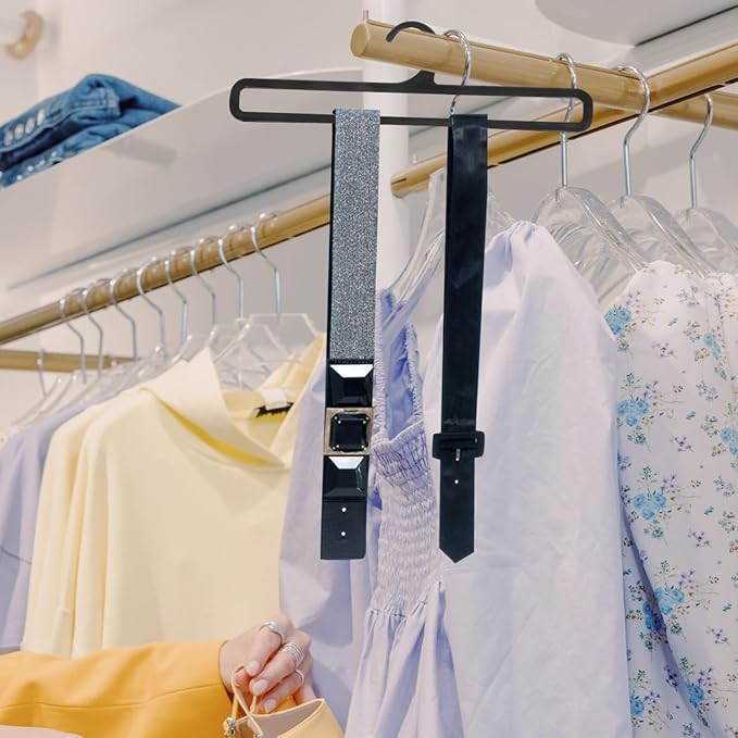 Healifty Multifunctional Clothes Rack Plastic Hanger for Closet Storage Tie Belt Scarf Organizer Lightweight Compact 11.02X3.14X0.19In