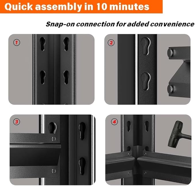 72"H/60"H: Father & I 5-tier storage rack, metal + wood, suitable for garage/kitchen/pantry, steel multi-functional support, adjustable, heavy-duty garage rack, black. (15.68*15.68*11.68)
