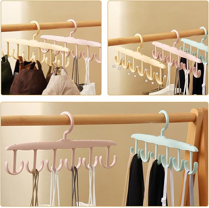 BESPORTBLE 4pcs Rotatable Multi-Hook Belt and Scarf Hangers for Closet, Heavy-Duty Plastic Accessory Organizer with 12 Hooks, Space-Saving Tie and Hat Storage Rack for Home