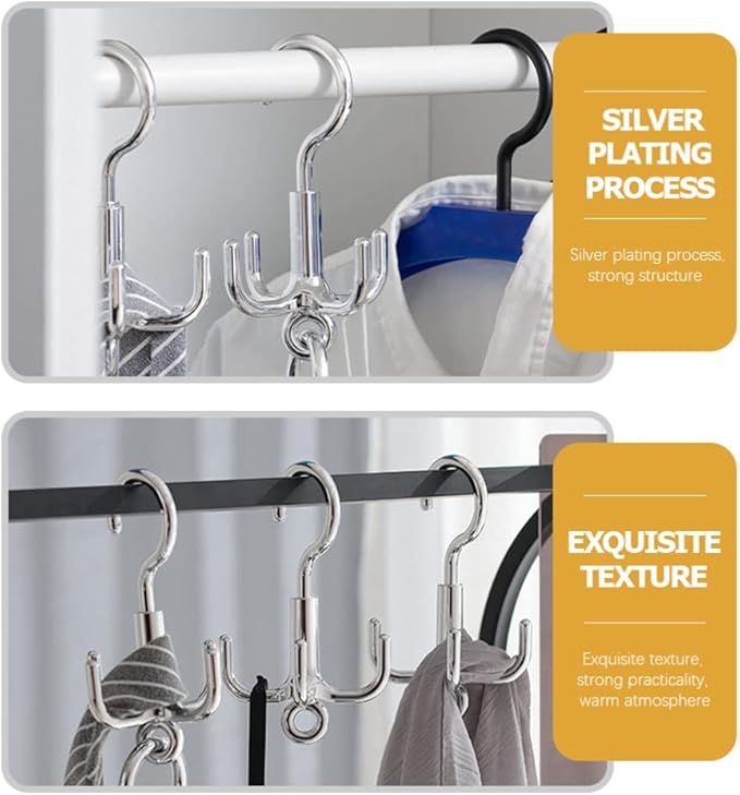 Zerodeko 4-Claw Rotating Hook for Closet - Multi-Purpose Swivel Coat Hat Belt Rack Organizer for Hanging Bags Ties Scarves Space Saving Home Storage