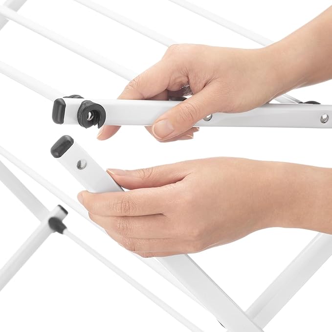 Whitmor Foldable Clothes Drying Rack: 3 Tier Laundry Drying Rack, Collapsible Drying Rack Clothing, Portable Space Saving Clothing Rack for Indoor Outdoor, 14.50" L x 29.625" W x 41.75" H, White