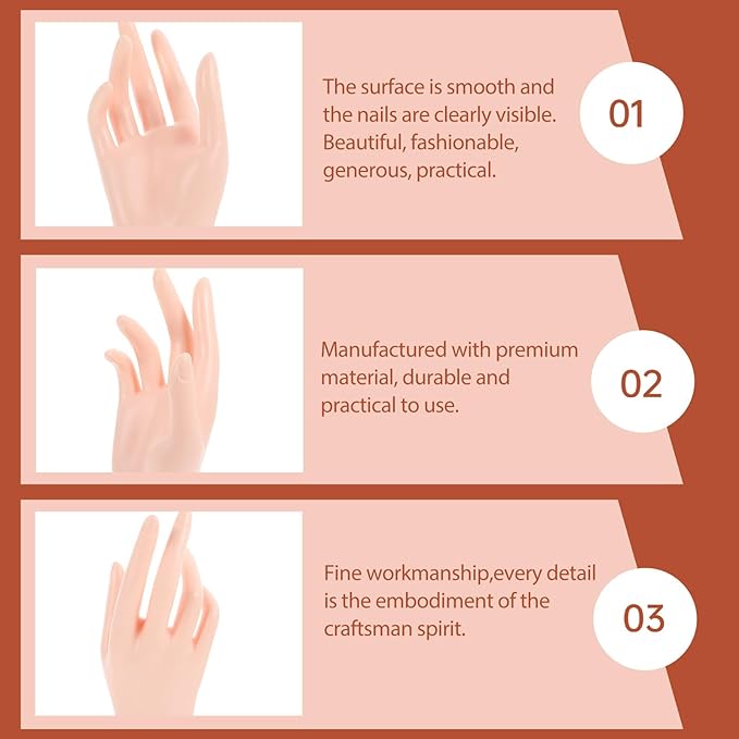 Uonlytech Decorative Jewelry Display Holder Hand Mannequin Skin Color Ring and Bracelet Storage Rack for Home and Boutique Accessory Organizer