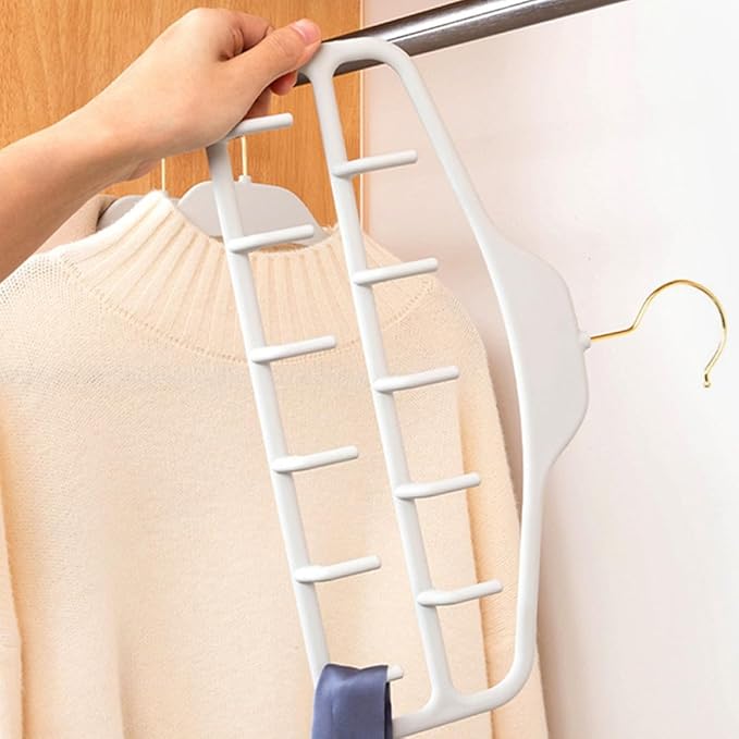 2pcs Belt Holder Organizer with 11 Hooks, Multi-Slot Scarf Hanger Rack for Closet Storage, Large Capacity Hanging Accessory Organizer for Belts, Ties, and Scarves, Light Gray