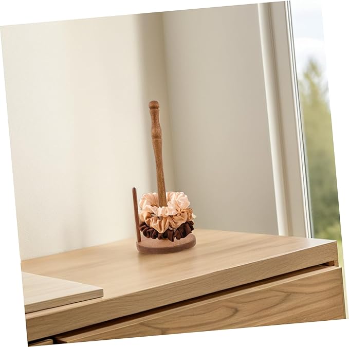 Wooden Hair Accessories Organizer Stand Vertical Scrunchies Holder for Jewelry Hair Ties Desktop Storage Japanese Design for Bedroom Bathroom Decor