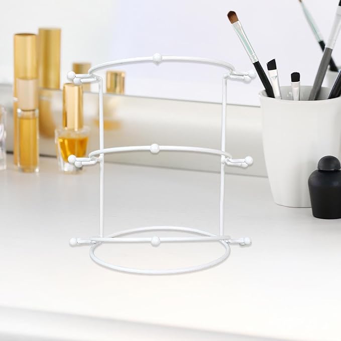 Elegant Tiara Display Stand for Bridal Hair Accessories, White 3 Tier