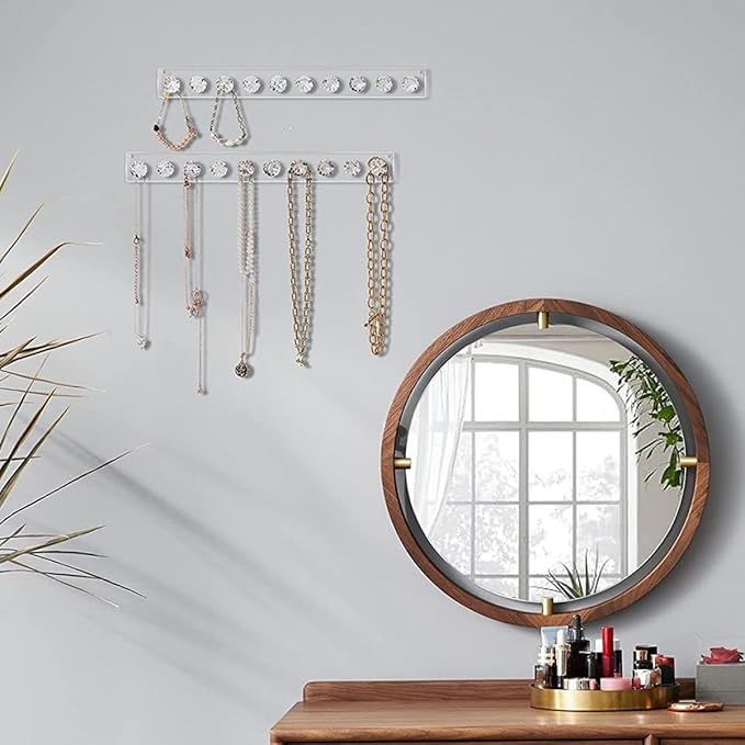 Acrylic Wall-mounted Jewelry Hook and Necklace Holder, Jewelry Storage Organizer Rack for Household Use, Space-saving Accessory Organizer for Necklaces and Bracelets