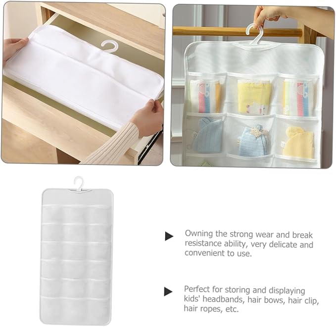 Vertical Hanging Hair Accessory Organizer Boys and Girls Headband Storage Hanger Wall Pouch for Hair Bow Holder Clips