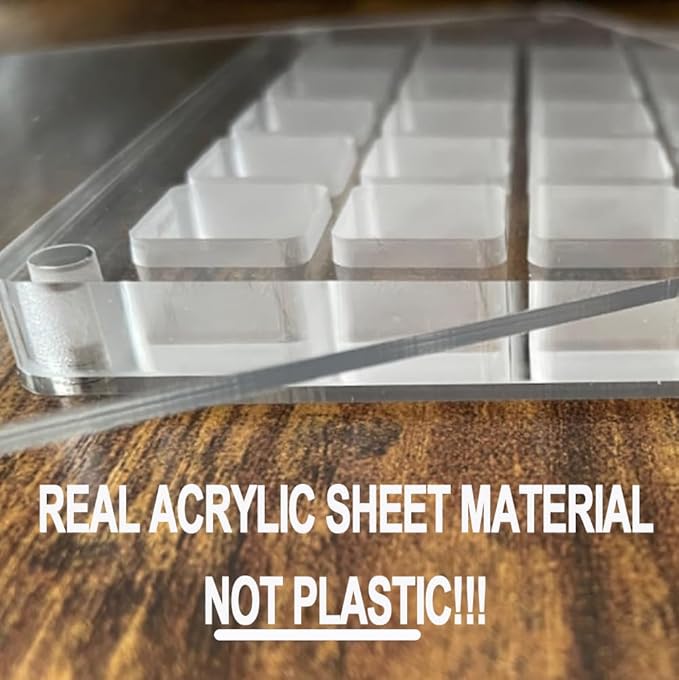 Acrylic Magnetic Seashell Display Box, Seashell Storage Box Display Case Decorative Seashell Starfish Trinket, Small Craft Organizers Container for Bead, Nail, Jewelry, Square-36 Grid