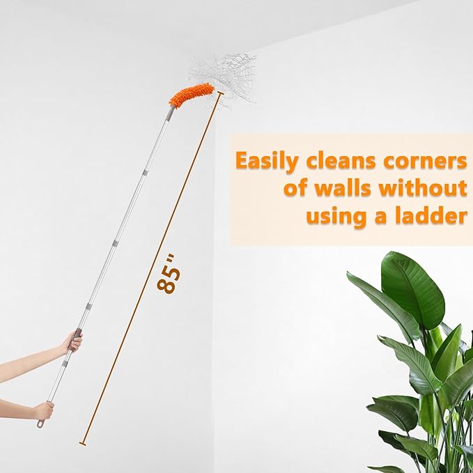 Ceiling Fan Cleaner Dusters with 72'' Extension Pole, Reusable Microfiber Pads High Ceiling Fan Blade Cleaning Tool for Baseboards, Blinds, Cobwebs