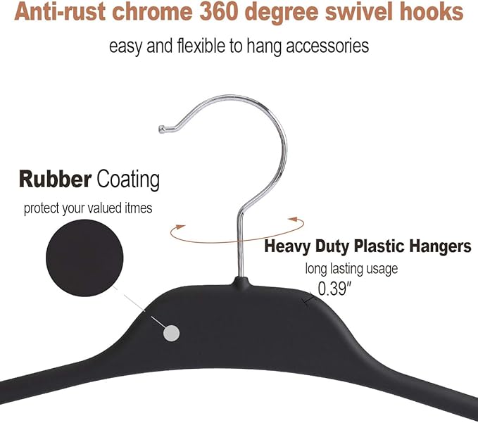 Belt Hanger Rack Holder 2 Pack, Sturdy Organizer with 360 Degree Swivel, 11 Large Hooks for Closet, Non Slip Rubberized Storage, Black, 14 x 0.39 x 11 Inch