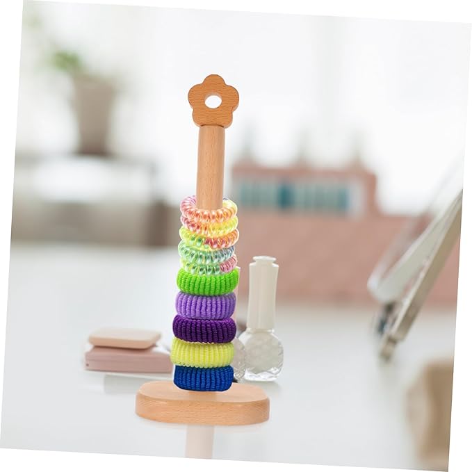 Happyyami Hair Accessories Organizer Wooden Hair Tie Holder Tie Organizer Jewelry Display Stand