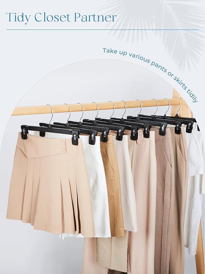 Smartor Pants Hangers - 30 Pack, Black Clips Hangers with 360° Hooks, Shorts Hanger with Strong Clamps, Dress, Heavy Duty as Trousers, Skirt, Jeans, Towel and Bottom Clothes -12 Inch