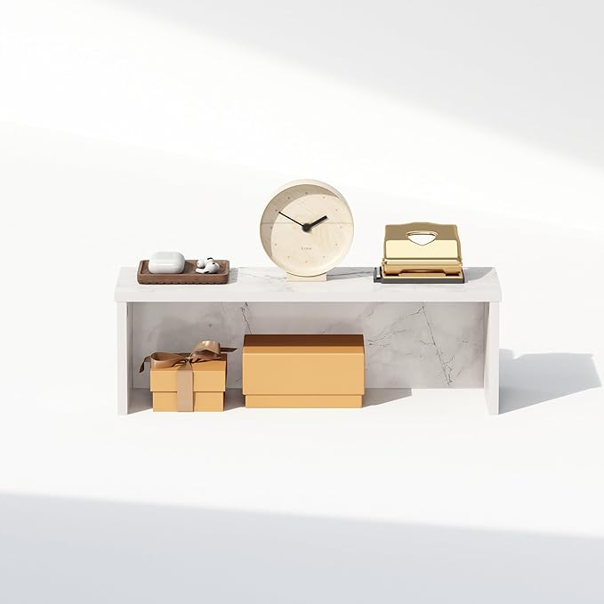 Furinno Classic Desk Organizers and Accessories, 18-Inch Desk Organizer, Desktop Organizer, for Office Supplier, Office Desk Accessories, Marble White