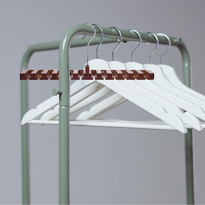 Multi-Slot Solid Wood Scarf Organizer and Tie Hanger, Multi-Function Closet Supply Rack in Redwood Finish, Household Accessory Organizer for Scarves, Ties, and Belts Storage