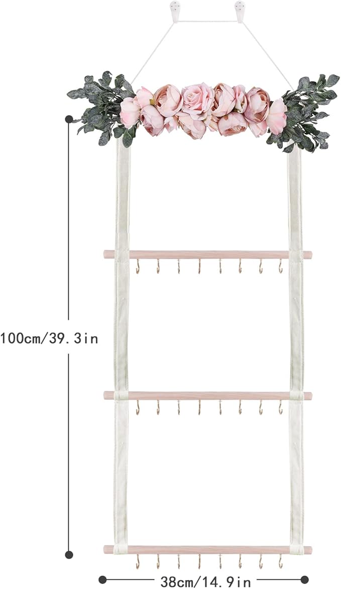 Hair Bows Holder Headband Organizer for Girls,Baby Hair Accessories Organizer Hair Clips Hanger Storage with Hooks, Wall Hanging Decor for Nursery Room