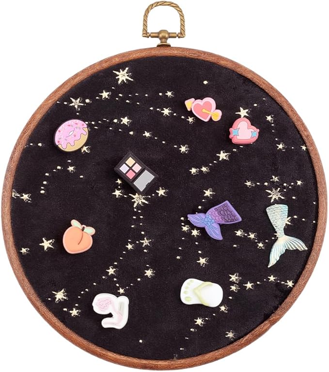 GORGECRAFT Badge Brooch Pennant Display Board Wall Hanging Vintage Round Velvet Organizer Storage Case Earrings Necklace Enamel Pin Holder Collection Display Stand for Jewelry Hair Accessory Black