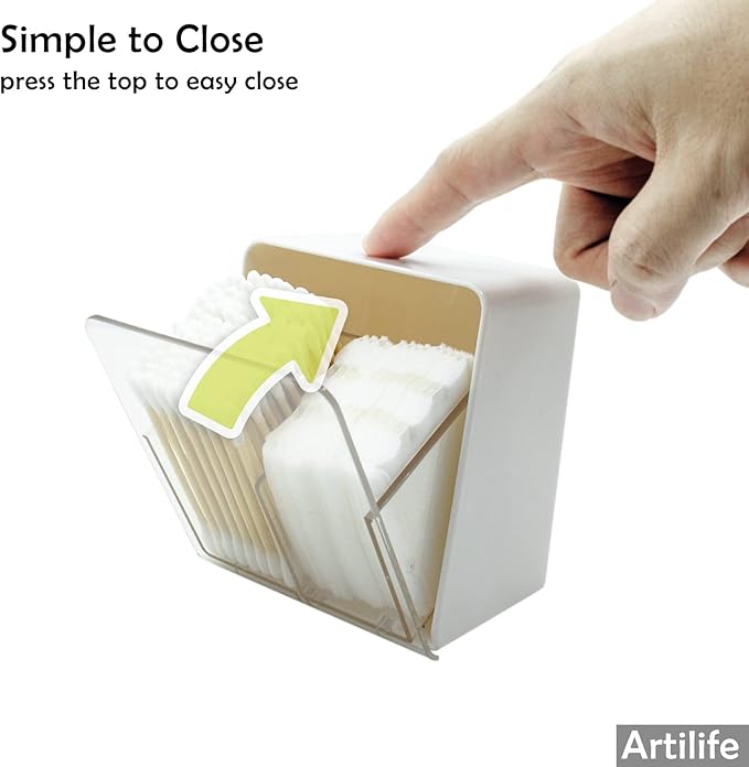 Artilife Bathroom Qtip Holder Canisters, Vanity Countertop Storage Organizer for Cotton Swabs, Rounds, Balls, 2 Pack