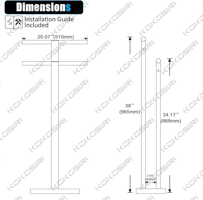 KOKOSIRI Standing Towel Rack for Bathroom Floor 2-Tier Towel Holder Free Stand with Heavy Marble Base Thicken Steady Champagne Bronze Stainless Steel THS0005-CPG