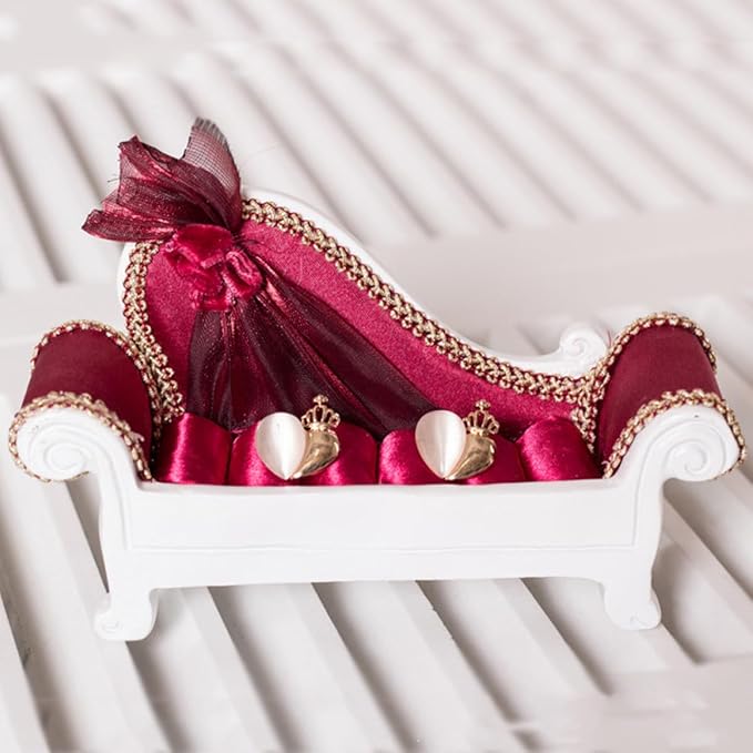 Sofa Shape Jewelry Organizer Rack Ear Stand Rings Holder in Wine Red, Jewelry Display Stand for Earrings and Rings Storage, Home Accessory Organizer for Bedroom and Vanity