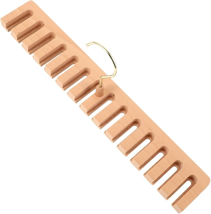 jojofuny Wooden Belt Organizer Rack with 14 Slots, Wall-Mounted Belt and Tie Hanger for Closet Storage, Natural Beech Wood Multi-Functional Accessory Organizer for Men’s Wardrobe